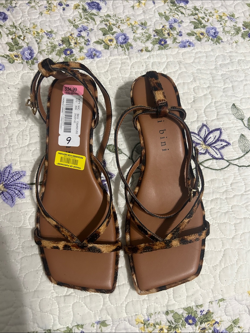 Gianni Bini- Leopard Print Strappy Sandals - Brown